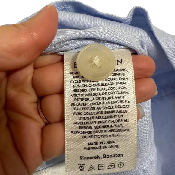 Babaton Aritzia Kofi Belted Button-Front‎ Sleeveless Apron Dress Blue Size 6 - Picture 5 of 7